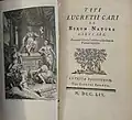 Frontispiece of a 1754 copy of De rerum natura