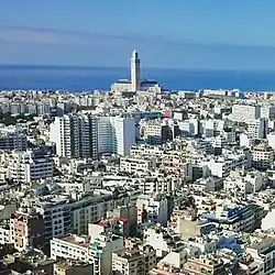 Panoramic view of Casablanca featuring Hassan II mosque