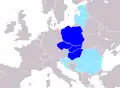 Central Europe according to Peter J. Katzenstein (1997): &nbsp;&nbsp;The Visegrád Group countries are referred to as Central Europe in the book.[89] &nbsp;&nbsp;Countries for which there is no precise, uncontestable way to decide whether they are parts of Central Europe or not[90]