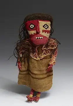 Textile doll (11th century), Chancay culture, found near Lima, Walters Art Museum. Of their small size, dolls are frequently found in ancient Peruvian tombs.[176]