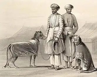 A hieroglyph depicting two leashed cheetahs