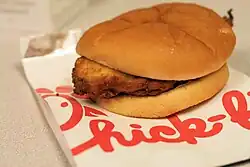 A chicken sandwich from Chick-fil-A.