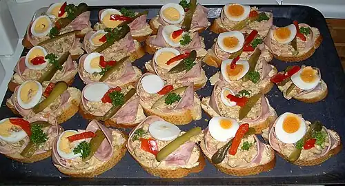 Obložené chlebíčky, a Czech and Slovak appetiser or snack