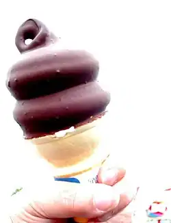 Chocolate-dipped soft-serve cone