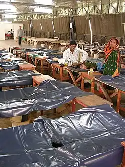 Cholera hospital in Dhaka, showing typical "cholera beds"