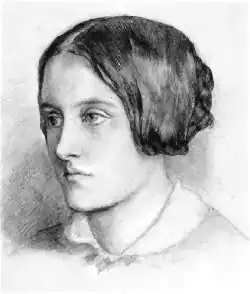 Portrait by her brother, Dante Gabriel Rossetti, 1848