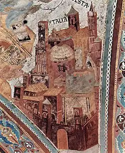 Pantheon depicted in "Vault of the Evangelists" fresco by Cimabue c. 1277, Basilica of Saint Francis of Assisi.
