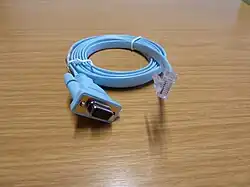 A Cisco rollover cable using the 8P8C Yost standard.