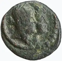Coin depicting two rulers of Syria, Cleopatra Selene and Antiochus XIII
