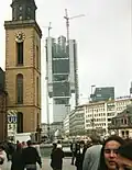 Commerzbank Tower under construction in Frankfurt, 1996