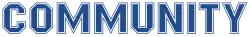 Text in all capitals, blue letters spelling out Community
