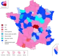 Party affiliation of the General Council Presidents of the various departments in the elections of 2011
