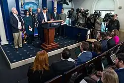 President Donald J. Trump and the Coronavirus Task Force take questions from the press at the White House