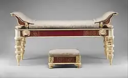 Couch and footstool with bone carvings and glass inlays; 1st–2nd century AD; wood, bone and glass; couch: 105.4 × 76.2 × 214.6&nbsp;cm; Metropolitan Museum of Art (New York City)
