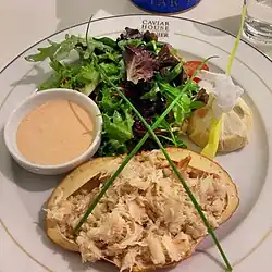 Dressed crab with salad and Marie Rose sauce