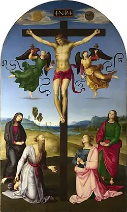 Mond Crucifixion (1502–03), National Gallery. Very much in the style of Perugino