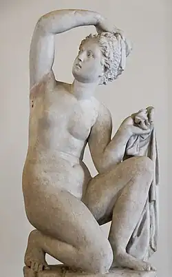 Crouching Aphrodite, marble copy from the 1st century BC after a Hellenistic original of the 3rd century BC.