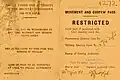 Movement and curfew pass, issued under the authority of the British Military Commander, East Palestine, 1946