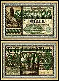 5,000,000 marks (overprint of 50,000 marks), Danzig, 1923