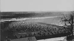 Island covered with hundreds of teepees