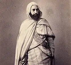 Emir Abdelkader photographed in Paris by Mayer & Pierson, probably in 1865