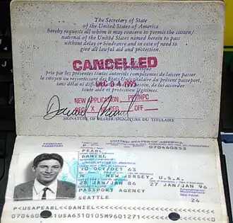 Daniel Pearl's passport at the Newseum