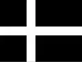 Shown is a generic white-on-black version of the Nordic/Scandinavian cross flag, a flag common among all of the Nordic countries