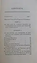 Table of contents page of an 1812 copy of "Elements of Chemical Philosophy"