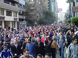Large demonstration, with protesters filling a street