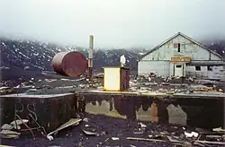 Rusted and collapsed buildings of the former British base at Whalers Bay, Deception Island