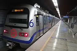Modern train with the number 6 in front