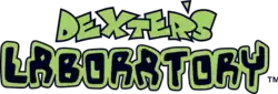 The word "DEXTER'S" in green filling and black outlines; "LABORATORY" in black filling and green outlines.