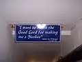 A sign in the hallway en route to the dugout that the Yankees touch as they come out of the clubhouse. Derek Jeter, with permission from the Yankees, took the sign after the stadium closed.[97]