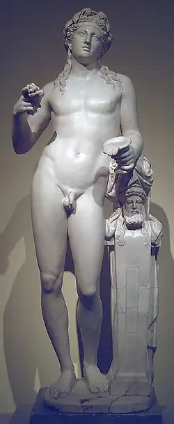 Statue of Dionysus of the "Madrid-Varese type". Roman artwork based on a late Hellenistic original, ca. 125–100 BC.