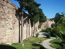Ruins of stone walls.
