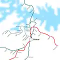 Map of the Eastern Suburbs Line (in red)