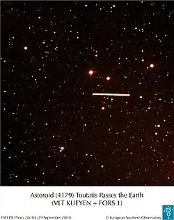 Telescopic photograph of an asteroid