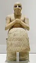 The Statue of Ebih-Il; c. 2400 BCE; gypsum, schist, shells and lapis lazuli; height: 52.5 cm; Louvre (Paris)