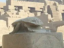 A large scarab statue at Karnak