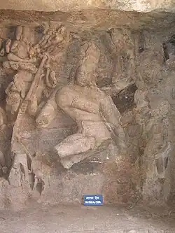 A damaged 6th-century Nataraja, Elephanta Caves[65]