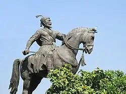 A statue of Shivaji opposite the Gateway of India in South Mumbai