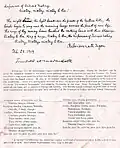 Page 2 of Tagore's translation of "Jana Gana Mana" on 28 February 1919, at the Besant Theosophical College
