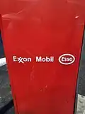 Station signage at an Exxon station in Columbus, Ohio featuring the Esso logo, while BP owns the rights to the Standard Oil name in Ohio