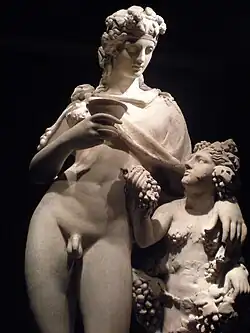 Marble figure of Dionysus with a personification of the vine (Ampelos). Roman, c. AD 150–200. British Museum.