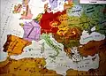 Distribution of European peoples in 1914 according to L. Ravenstein