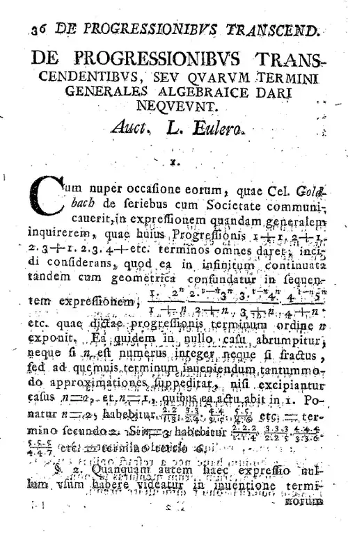 De progressionibus transcendentibus, seu quarum termini generales algebraicae dari nequeunt