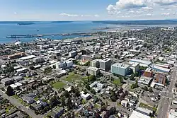 Aerial view of the downtown Everett skyline.