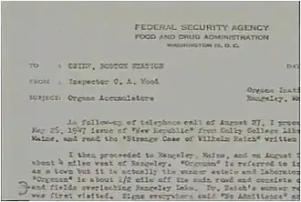 typewritten letter on Food and Drug Administration headed paper