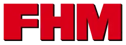 Logo for FHM. The capitals letters F, H and M are spelled out close together in a large red font with a black shadow.