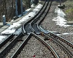 Stub-switch VTW-2000 in use on the Dolderbahn, seen in the moving process